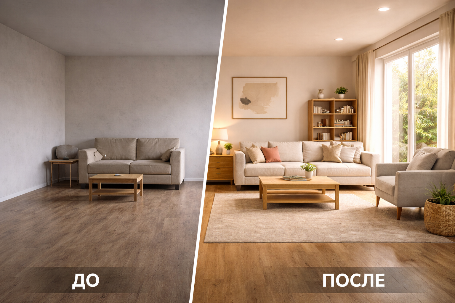 До и После: преображение реальной гостиной за выходные с мебелью из нашего ассортимента